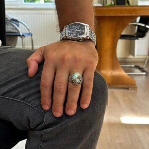 Gerçek Doğal Arizona Turkuaz Taş Yüzük, Camii Detaylı Yüzük, 925 Ayar Gümüş Yüzük - Görsel 3