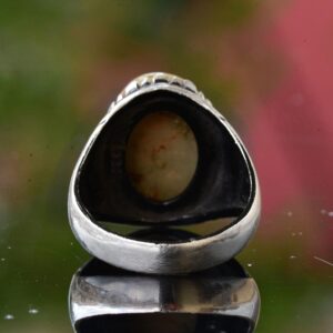 Gerçek Arizona Yeşil Turkuaz Taş Yüzük, 925 Ayar Gümüş Yüzük Erkekler İçin - Görsel 8