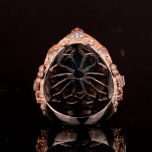 925 Ayar Gümüş Erkek Yüzük, Yapay Turkuaz Taş Yüzük - Görsel 7