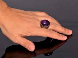 Doğal Ametist Gerçek Taş Yüzük, 17.90 Karat, Taş Erkek Yüzüğü, 925 Ayar Gümüş Yüzük, mor - Görsel 6