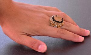 El Yapımı Oniks Yüzük - 925 Ayar Katı Sterlin Gümüş Erkek Altın Kaplama Yüzük (Kartal) - Görsel 7