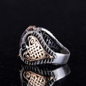 Doğal Cabochon Mavi Safir Taşı, 925K Sert Gümüş Erkek Yüzük, El Yapımı Şıklık - Görsel 5