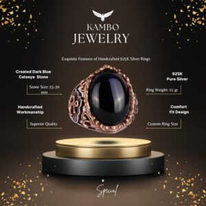 Denizci Çapa Koyu Mavi Kedi Gözü Yapay Taş Yüzük, 925 Ayar Gümüş Yapay Taş Yüzükler - Çeşitli & Farklı Koleksiyon - Görsel 2