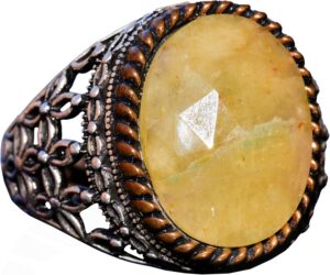 Gerçek Doğal Sarı Safir Taşlı Yüzük, Safir Yüzük, Sterling Gümüş Yüzük - Görsel 1