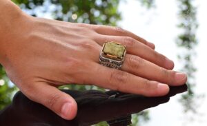 Doğal Yeşil Turkuaz Taş Yüzük Erkekler için, Gümüş Turkuaz Yüzük, 925 Ayar Gümüş Erkek Yüzüğü, Büyük Yüzük - Görsel 6