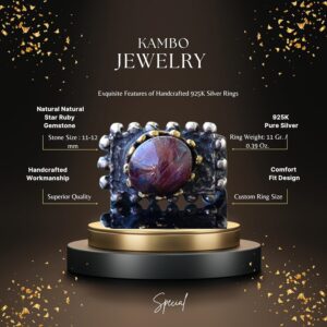 Doğal Yıldız Yakutu Taşlı Antik Yüzük - 925 Ayar Gümüş Unisex El Yapımı Yüzük - Görsel 2