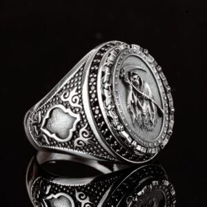 Kafatası Yüzük ile Azrail Tasarımı - 925 Ayar Gümüş Yüzük - El Yapımı Gotik Takı - Görsel 6