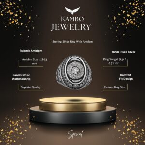 Sterling Gümüş Erkek Yüzük İslami Hat Sanatı Tasarımı - İnanç ve Maneviyat Sembolü - El Yapımı Dini Takı - Görsel 7