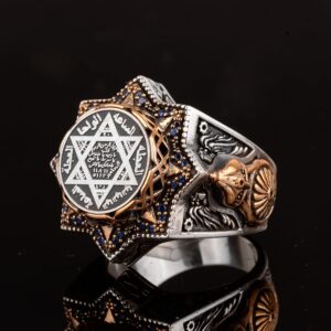 El Yapımı Süleyman Yıldızı Yüzük - 925 Ayar Gümüş Erkek Yüzük David Yıldızı Sembolü ile - Görsel 5