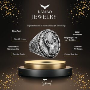 925 Ayar Gümüş Erkek Geyik Yüzük - Cesur ve İhtişamlı Tasarım, Günlük Kullanım ve Özel Günler için İdeal - Görsel 2