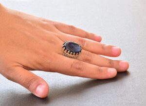 Doğal Cabochon Safir Taşlı, Erkekler için 925 Ayar Gümüş Yüzük - Görsel 6