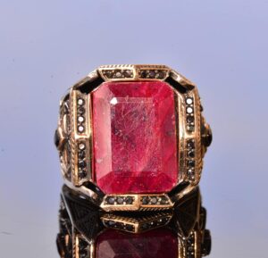 Gerçek Yakut Taşlı Yüzük - Erkekler İçin Gümüş Doğum Taşı Yüzüğü - Görsel 3