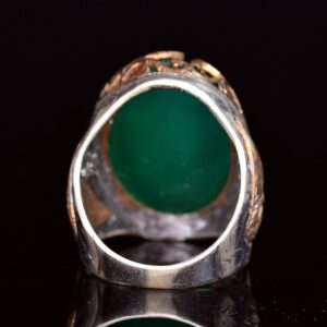 El Yapımı Gümüş Erkek Yüzük | Doğal Yeşil Jade Taşı | Uyum ve Refah Tasarımı - Görsel 8