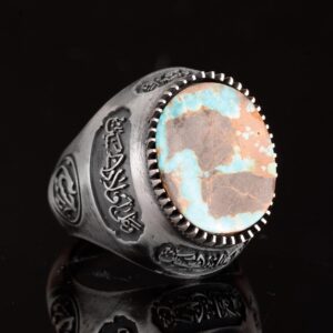 Gerçek Doğal Arizona Turkuaz Taş Yüzük, Erkek Yüzüğü, 925 Ayar Gümüş Yüzük - Görsel 3