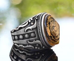 925 Ayar Gümüş İslami Yüzük, Hediye Olarak Müslümanlar İçin, Dini Takı, Özel Tasarım Yüzük - Görsel 3