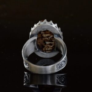 Gerçek Doğal Jasper Taş Yüzük, Büyük Yüzük, El Yapımı Erkek Yüzüğü, 925 Ayar Gümüş Yüzük - Görsel 8