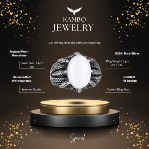 Gerçek Doğal Sedef Taşlı 925 Ayar Gümüş Pençe Yüzük - - Görsel 2