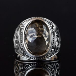 Gerçek Doğal Taş Yüzük, 925 Ayar Gümüş Yüzük (Dumanlı Kuvars) - Görsel 6