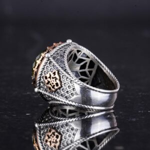 El Yapımı Taşlı Erkek Yüzük - 925 Ayar Gümüş Erkek Yüzük ile Farklı ve Kendine Has Tasarım (Yapay Peridot) - Görsel 7