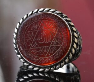 Davud Yıldızı Yüzük, Süleyman Mührü, Süleyman Yüzüğü, 925 Ayar Gümüş Erkek Yüzük, Gri - Görsel 5