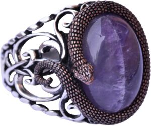 925 Ayar Katı Gümüş Erkek Yüzük - Doğal Taşlarla El Yapımı Zarafet (Ametist Taşı) - Görsel 1