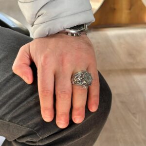 Erkek Süleyman Yüzüğü, Davud Yıldızı Mühür Sembolü, Hediye Erkekler İçin, Tılsım Yüzüğü, 925 Ayar Gümüş Erkek Yüzüğü - Görsel 3