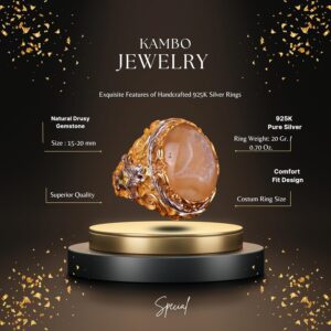 Sterling Gümüş Doğum Taşı Yüzükleri: Gerçek Kristal Druzy Kuvars Pembe, Lacivert, Kahverengi, Mavi, Sarı (Sarı) - Görsel 2