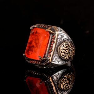 Paraiba Yapay Taş Erkek Gümüş Yüzük, Kral Yüzük, 925 Ayar Gümüş Yüzük Erkekler İçin - Görsel 6