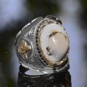 Gerçek Doğal Yemen Akik Taşı Yüzük, %925 Gümüş Osmanlı Yüzük, Etnik Tasarım Erkek Yüzük - Görsel 3