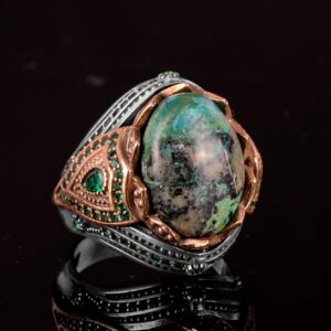 Gerçek Doğal Arizona Turkuaz Taş Yüzük - 925 Ayar Gümüş Erkek Yüzük - Görsel 6