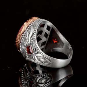 925 Ayar Gümüş Erkek Yüzük, Gerçek Doğal Yakut Taşlı Yüzük - Görsel 7