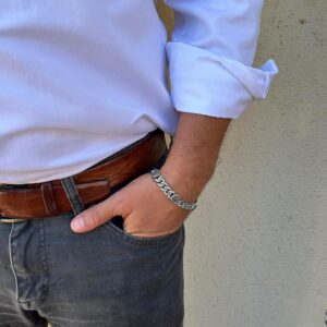 925 Ayar Gümüş Erkek Bilezik, Dönme Motifi, El Yapımı Zincir Bilezik - Görsel 2