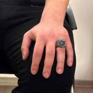 Pietersit Doğal Taş Yüzük, 925 Ayar Gümüş Yüzük Erkekler İçin, Farklı Yüzük - Görsel 3