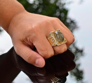 Gerçek Doğal Rutilatlı Kuvars Taşı Yüzük, 925 Ayar Gümüş Yüzük Erkekler İçin, Sultan Erkek Yüzüğü - Görsel 7