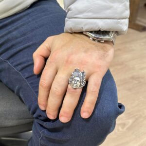 Antik Gümüş Yüzük Medusa Başı, Yunan Mitolojisi Erkek Yüzüğü, 925 Ayar Gümüş Yüzük (Özelleştirilebilir) - Görsel 2