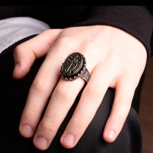 Gerçek Doğal Akik Taşlı Yüzük, İslami Yüzük, 925 Ayar Gümüş Erkek Yüzüğü - Görsel 6