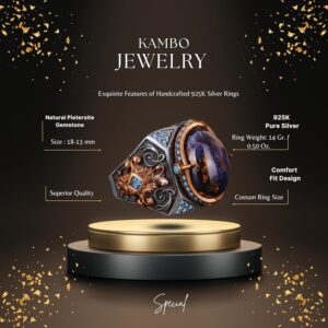 Gerçek Doğal Pietersite Taşlı Yüzük, El Yapımı Yüzük, 925 Ayar Gümüş Yüzük Erkekler İçin - Görsel 2