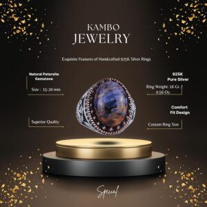 Gerçek Doğal Taş Yüzük - El Yapımı Kartal Yüzüğü - 925 Ayar Gümüş Yüzük (Pietersite) - Görsel 2