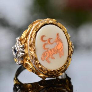 Erkek Gümüş Yüzük - Sedef Doğal Taşı - Yüzük (Kurt) - Görsel 3