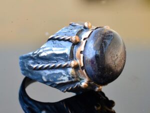 Doğal Star Ruby Taşlı Antik Yüzük - 925 Ayar Gümüş Unisex Yüzük - Görsel 4