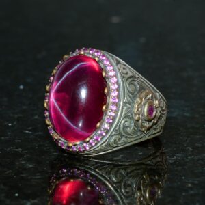 Gerçek Doğal Yıldız Yakutu Taşlı Yüzük, Erkek Yüzüğü, 925 Ayar Gümüş Yüzük - Görsel 5