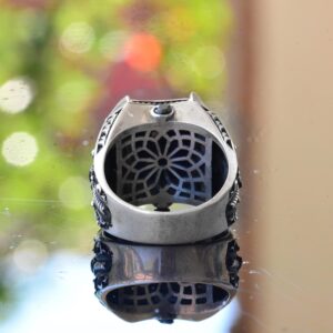 Gerçek Doğal Safir Taş Yüzük, El Yapımı Doğal Taş Takı, 925 Ayar Gümüş Yüzük erkekler için - Görsel 5