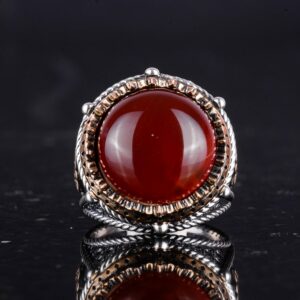 Doğal Taş El Yapımı Yüzük - 925 Ayar Gümüş Yüzük (Kırmızı Akik) - Görsel 4