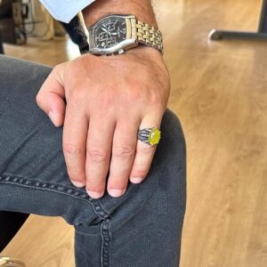 925 Ayar Gümüş Pençe Yüzük Gerçek Doğal Sarı Akik Taşı ile – İkizler için Pozitiflik ve Zihinsel Netlik Amaçlı El Yapımı Yüzük - Görsel 3