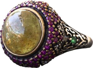 Doğal Yıldız Kedi Gözü Taşı Gümüş Unisex Sultan Yüzük - Kraliyet ve Gizemli - Görsel 1