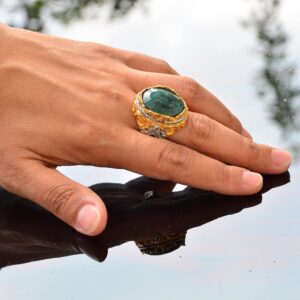 Gerçek Zümrüt Taşlı Yüzük, Zümrüt Yüzük, Katı Sterlin Gümüş Yüzük, Erkek Yüzüğü, Yeşil - Görsel 6