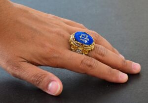 Mavi Taş Erkek Yüzük, Altın Kaplama 925 Ayar Gümüş Terazi Tasarımı - Görsel 6