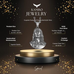 925 Ayar Gümüş Kolye - Gümüş İsa Mesih Kolyesi - Görsel 2