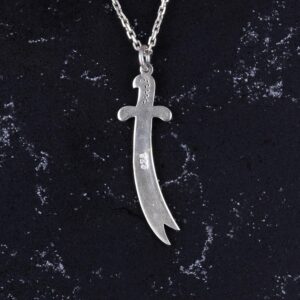 925 Ayar Gümüş Zulfiqar Kılıcı Kolye - Zirkon Taşlı İslami Takı - Görsel 5