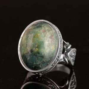 El Yapımı Doğal Arizona Turkuaz Taşlı Yüzük - 925 Ayar Gümüş Yüzük Erkekler İçin - Stil-3 - Görsel 6